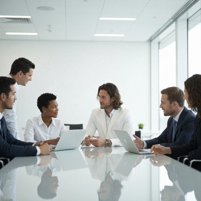 Diverse group of professionals collaborating in a modern office, representing leadership development in Australia